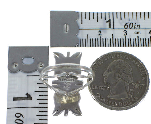 Southwest Turquoise Inlay Silver Ring Size 7-3/4 EX44273